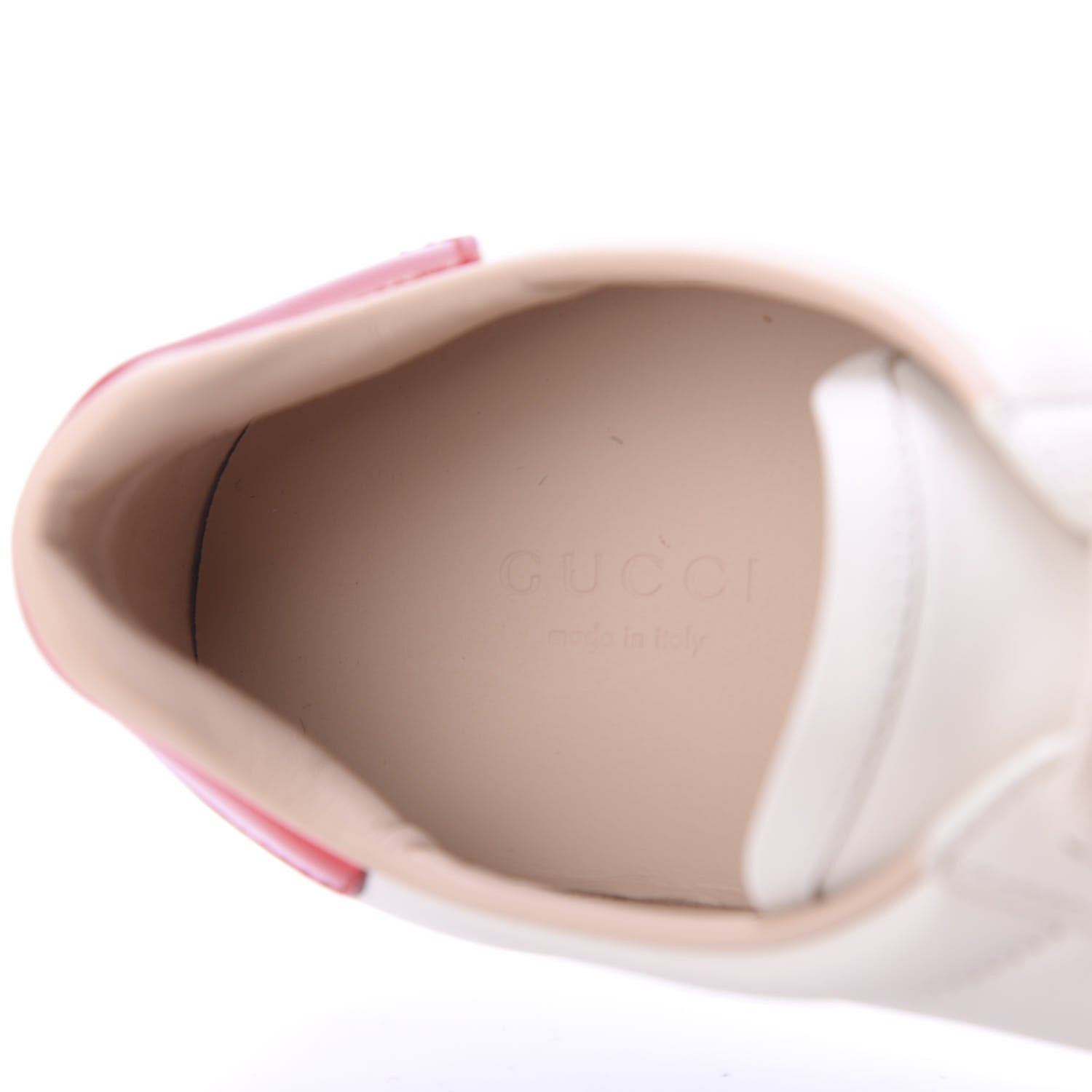 Gucci Calfskin Stripe Womens New Ace Sneakers 38.5 New Mystic White Ecru Red Flame 7 of 9