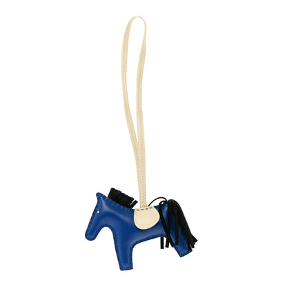 Hermes Milo Lambskin Grigri Rodeo Horse Bag Charm PM Bleu France Nata Black 1 of 4