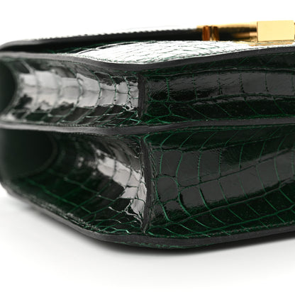 Hermes Shiny Niloticus Crocodile Constance 24 Vert Fonce 9 of 14