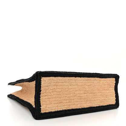Saint Laurent Raffia Calfskin Rive Gauche Tote Naturale Black 4 of 10