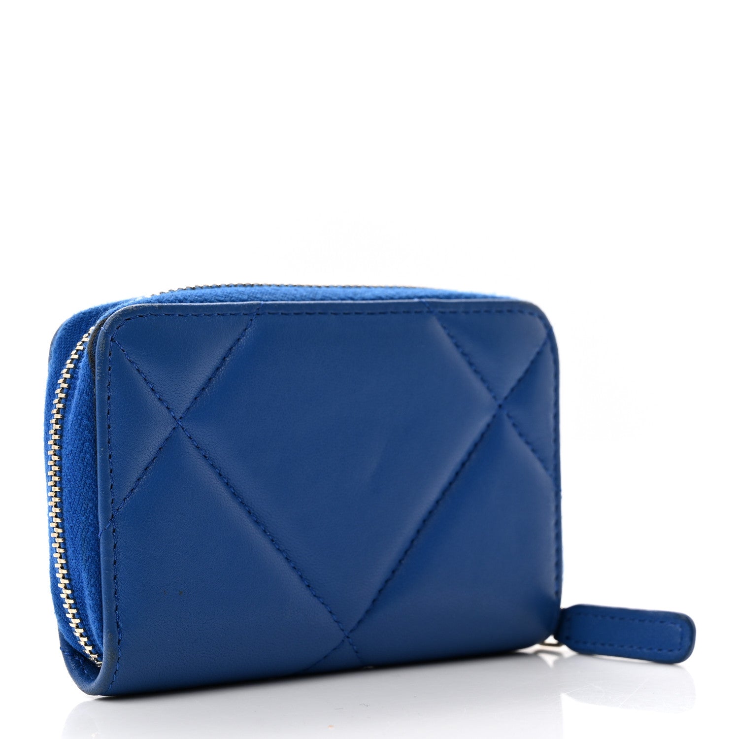 Chanel Lambskin Quilted Chanel 19 Zip Around Coin Purse Wallet Dark Blue 3 of 12