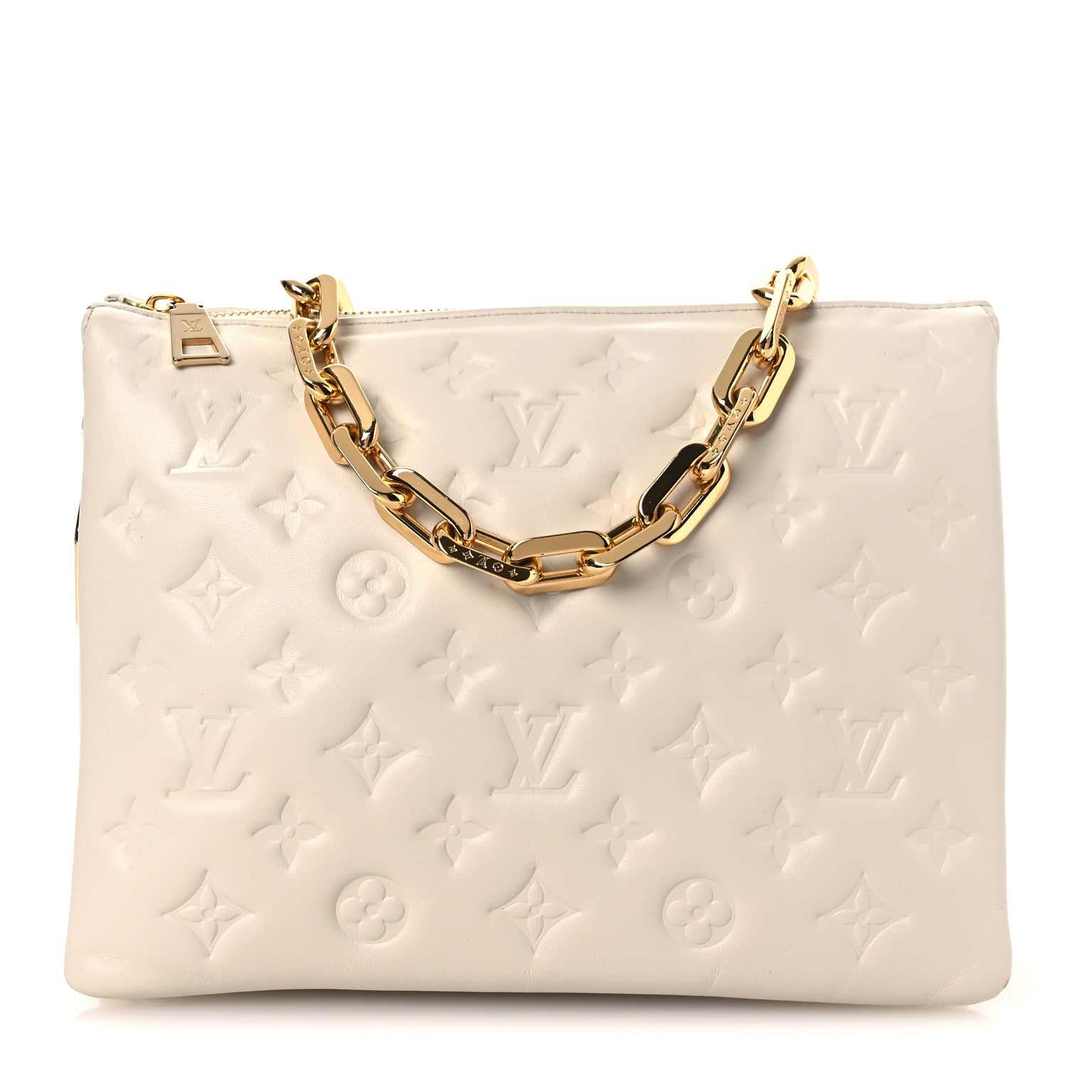 Louis Vuitton Lambskin Embossed Monogram Coussin BB White 1 of 13