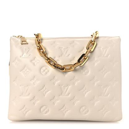 Louis Vuitton Lambskin Embossed Monogram Coussin BB White 1 of 13