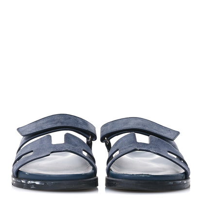 Hermes Suede Goatskin Womens Chypre Sandals 38 Bleu Celeste 3 of 10