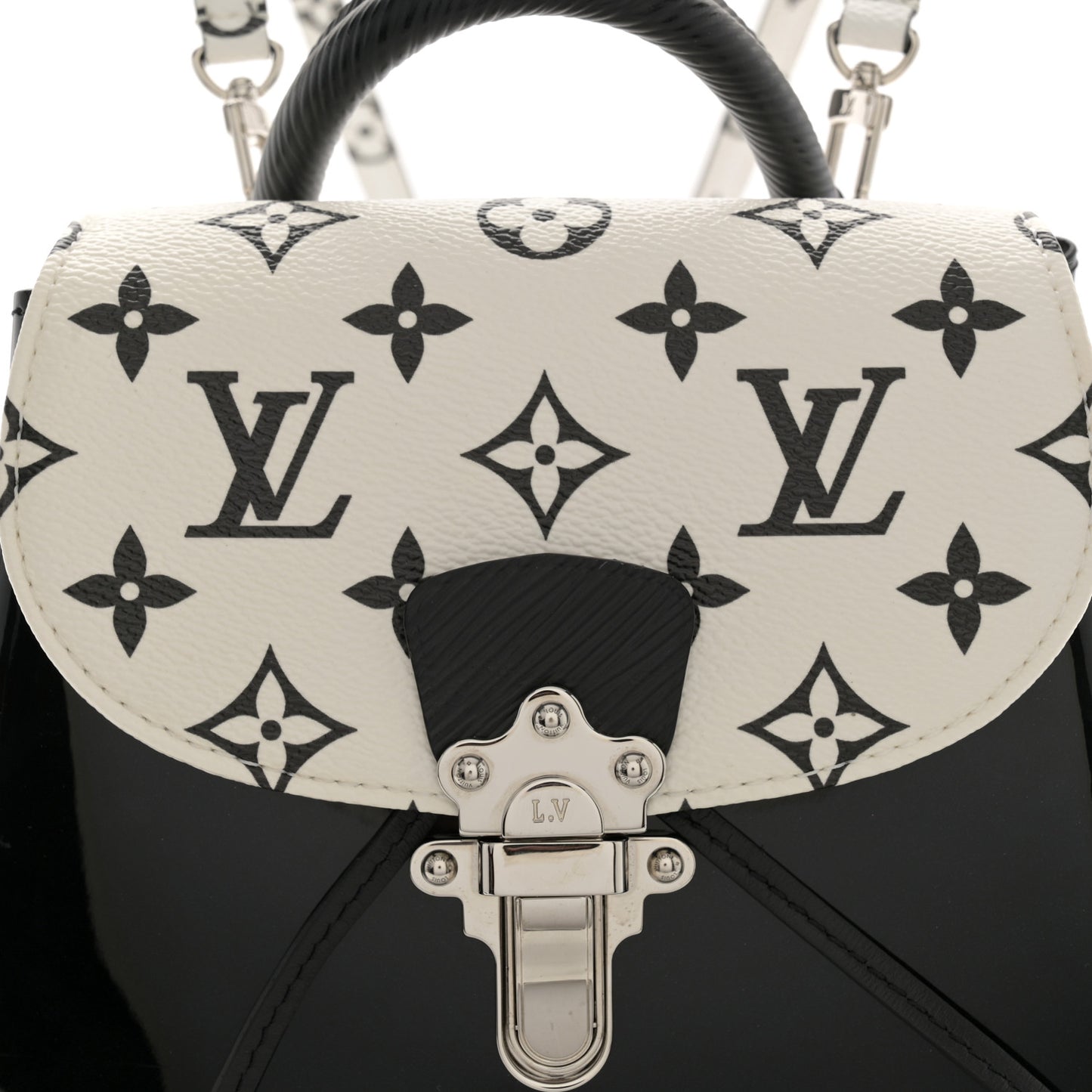 Patent Monogram Hot Springs Backpack Black White