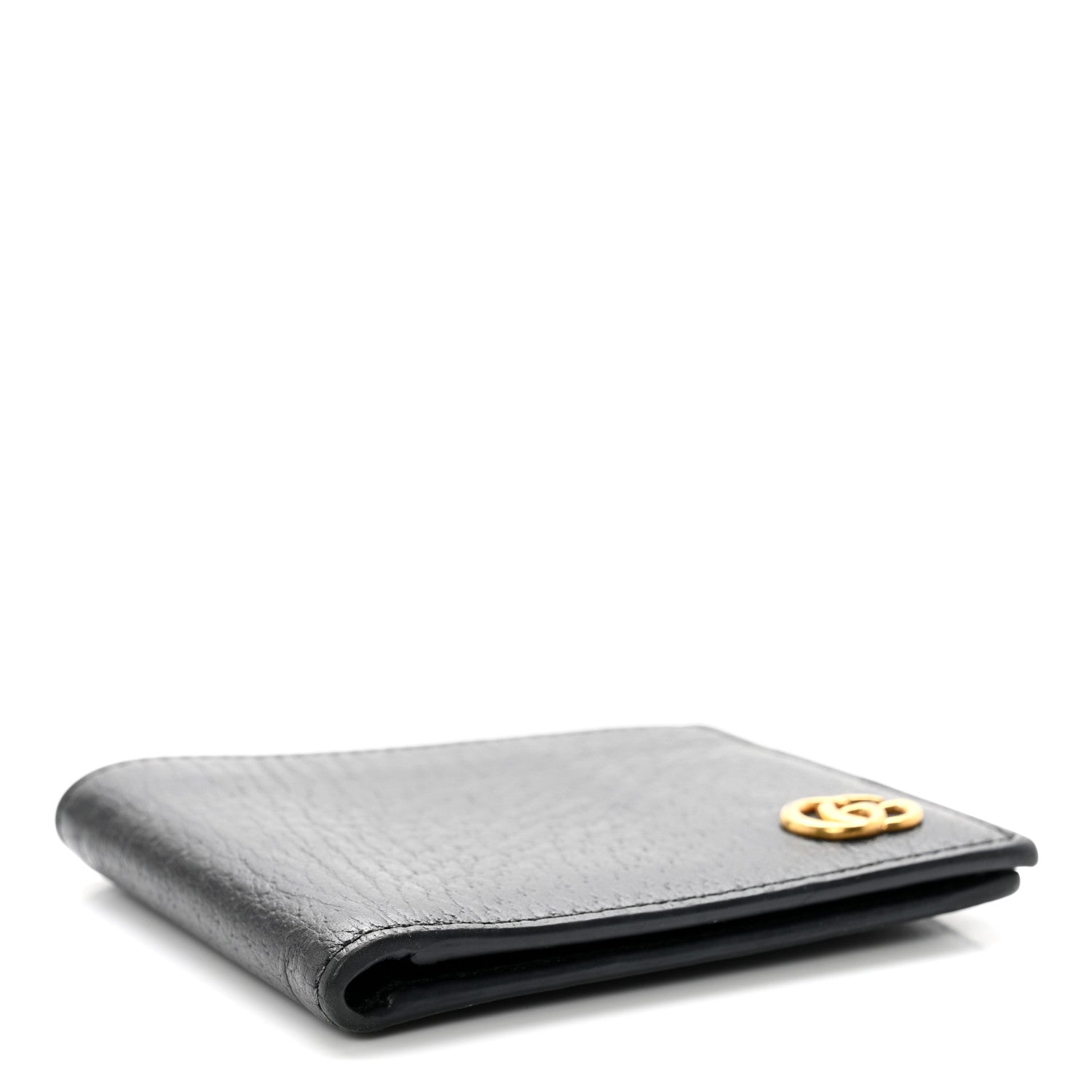 Gucci Calfskin Boar Effect GG Marmont Bi-Fold Wallet Black 4 of 7