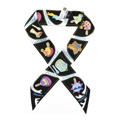 Hermes Silk Funny Ice Cream Twilly Black White Multicolor 1 of 4