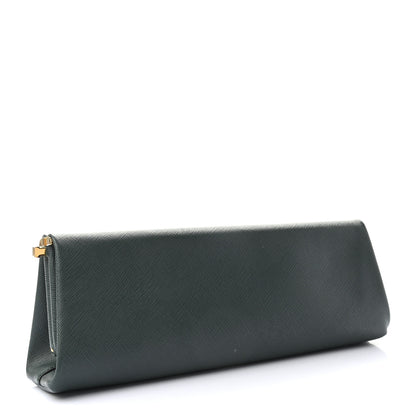 Prada Saffiano Lux East West Frame Clutch Smeraldo 3 of 7