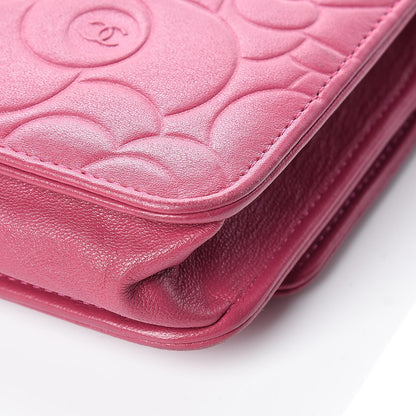 Chanel Caviar Camellia Embossed Wallet On Chain WOC Fuchsia 14 of 22