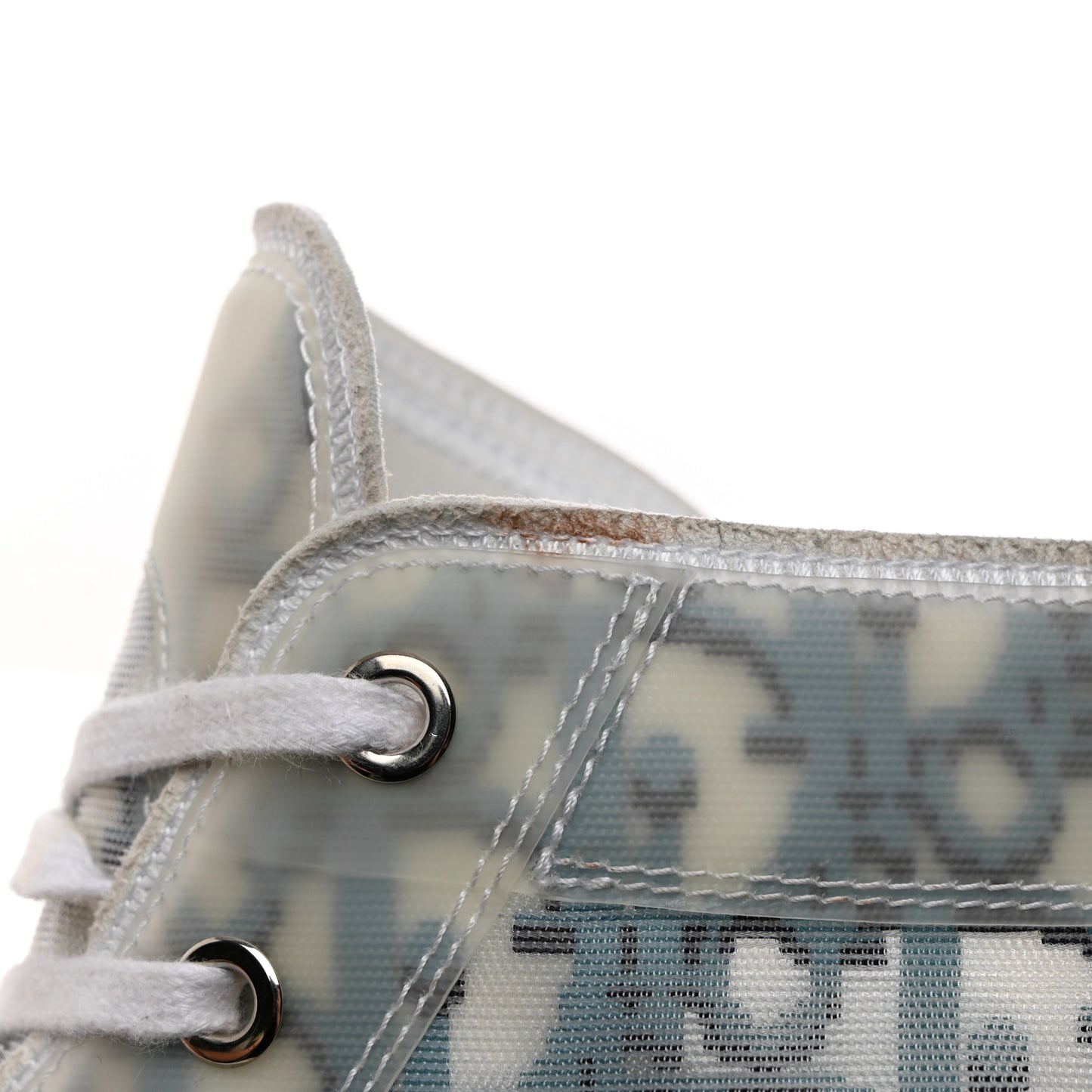 Technical Canvas Oblique Pixel Mens B23 High Top Sneakers 42 Beige Blue