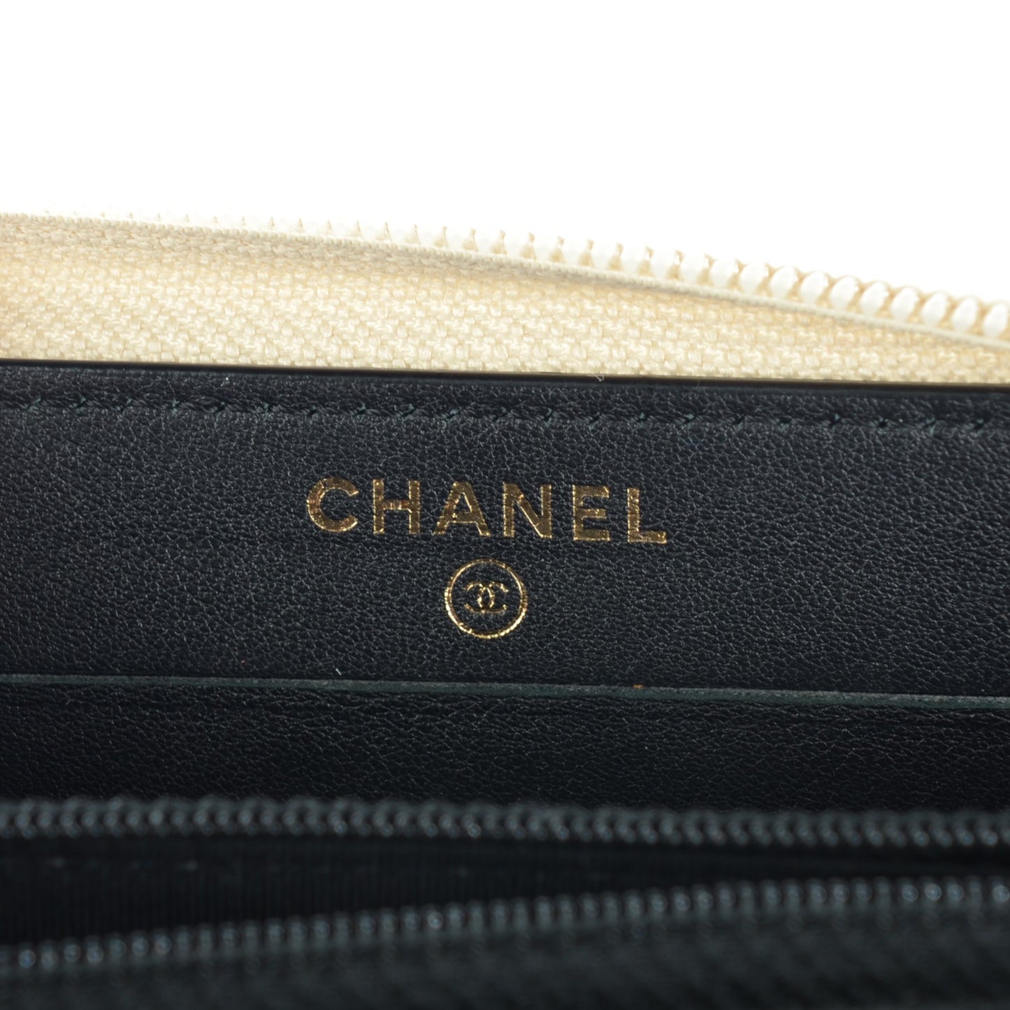 Lambskin Boy Zip Around Wallet Black Gold