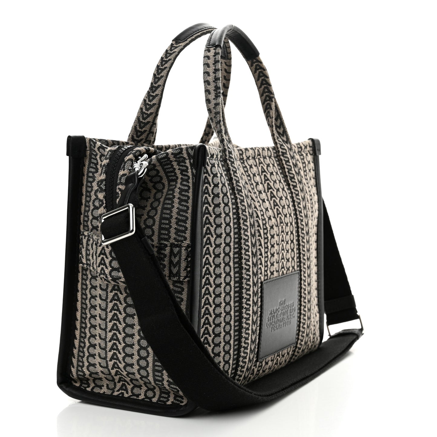 Cotton Jacquard Monogram Medium The Traveler Tote Bag Beige Multicolor