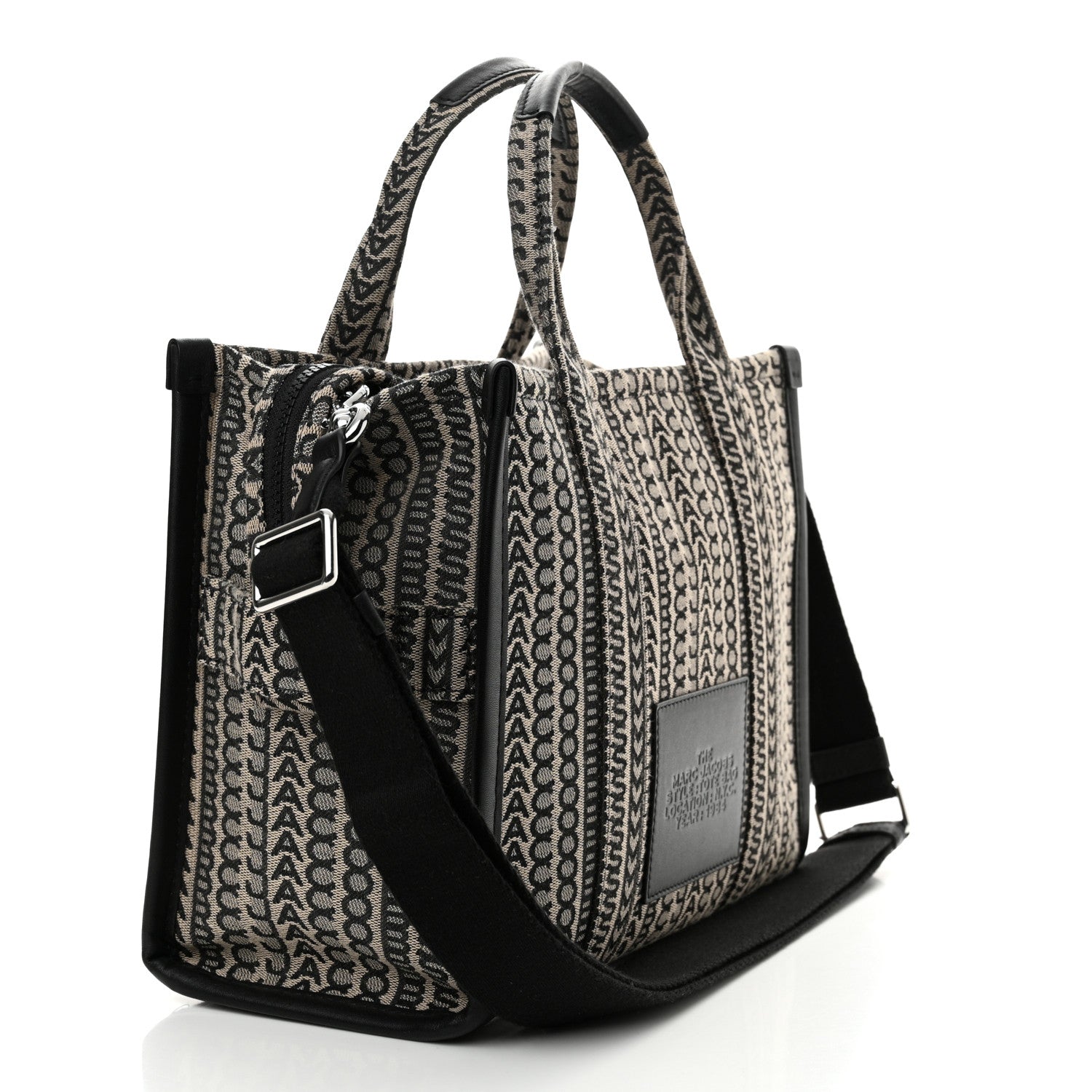 Marc Jacobs Cotton Jacquard Monogram Medium The Traveler Tote Bag Beige Multicolor 3 of 14