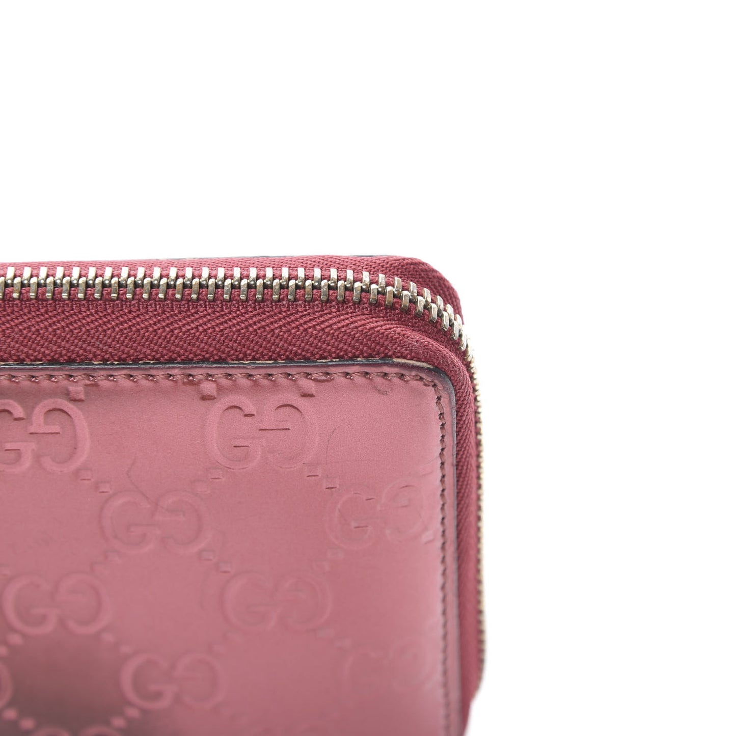 Shine Guccissima Margaux Calfskin Lovely Zip Around Wallet Tibet Red