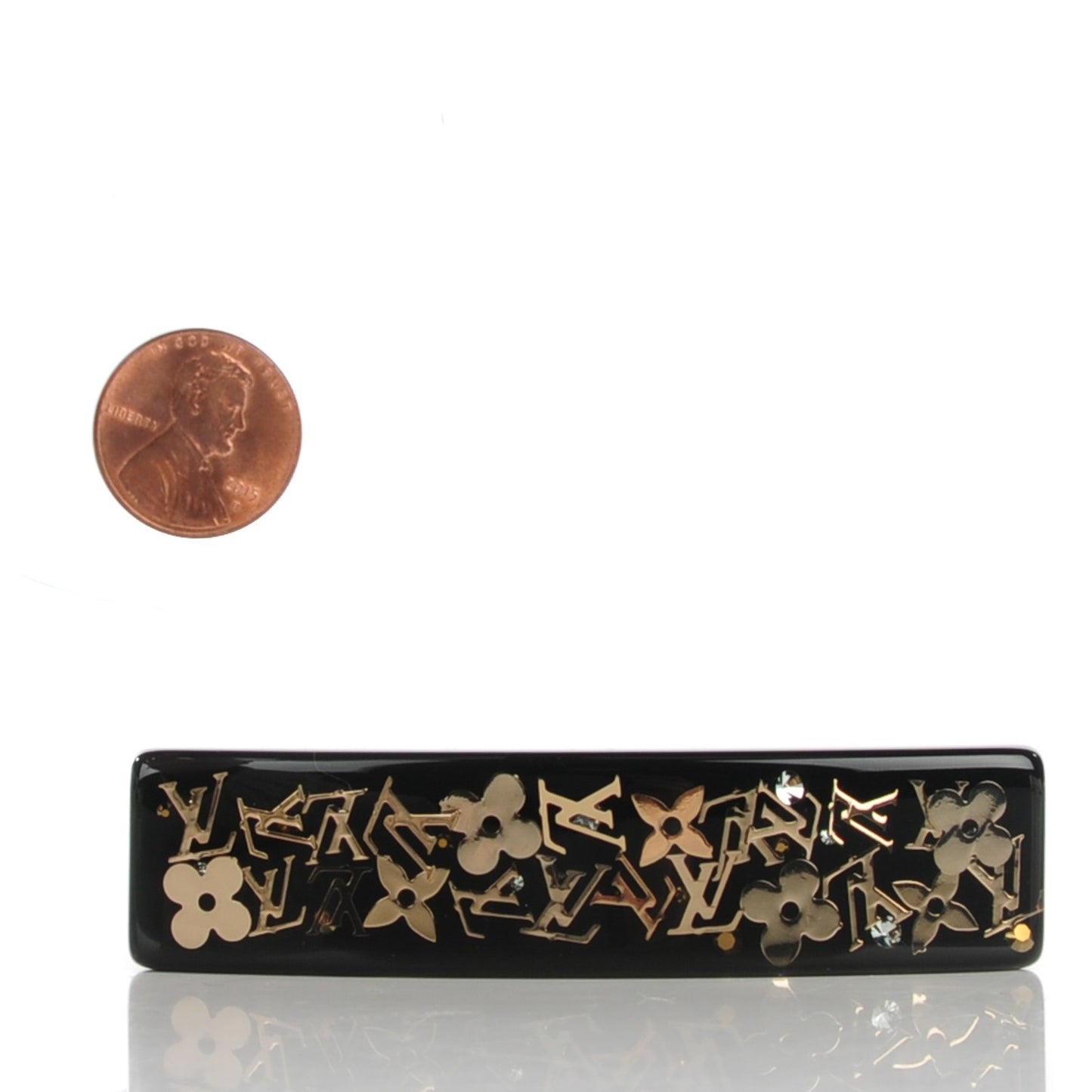 Resin Swarovski Crystal Inclusion Barrette GM Black