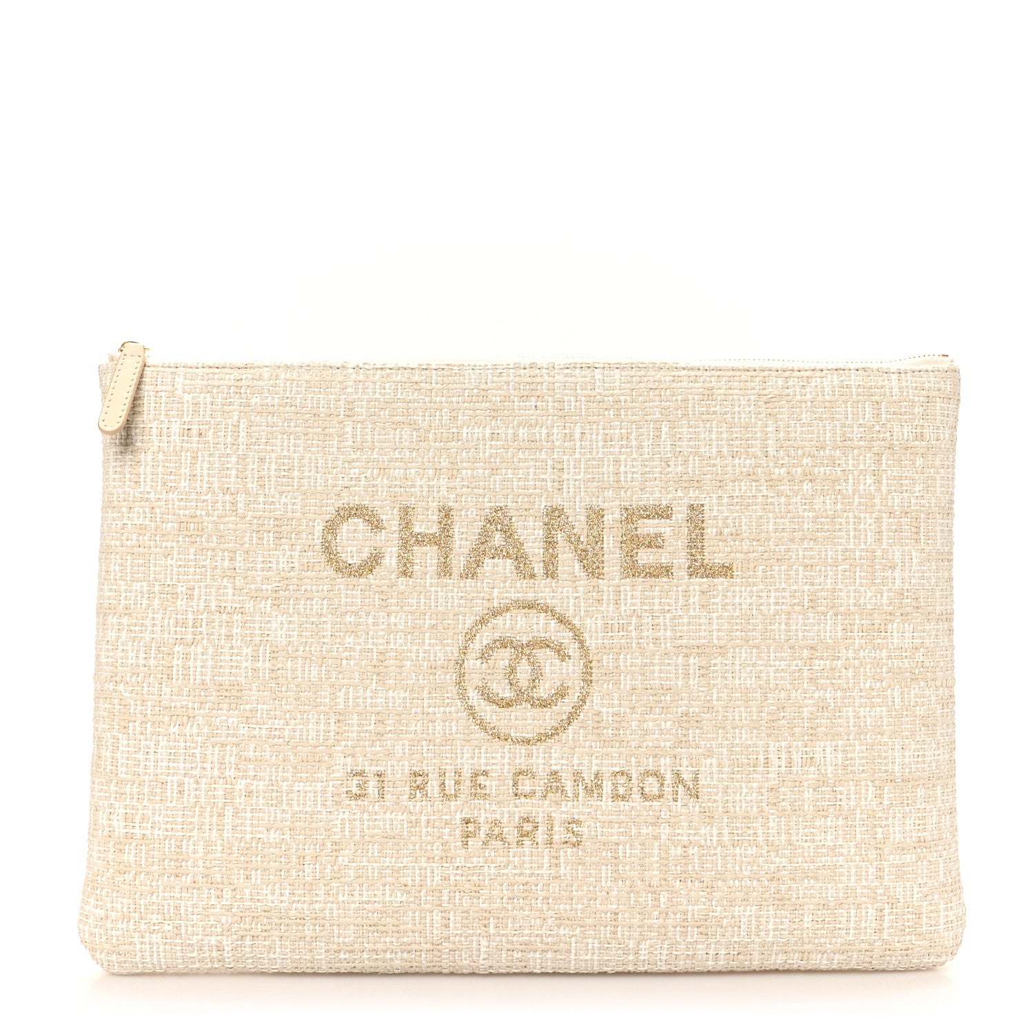 Chanel Canvas Medium Deauville Cosmetic Pouch Light Beige 1 of 8
