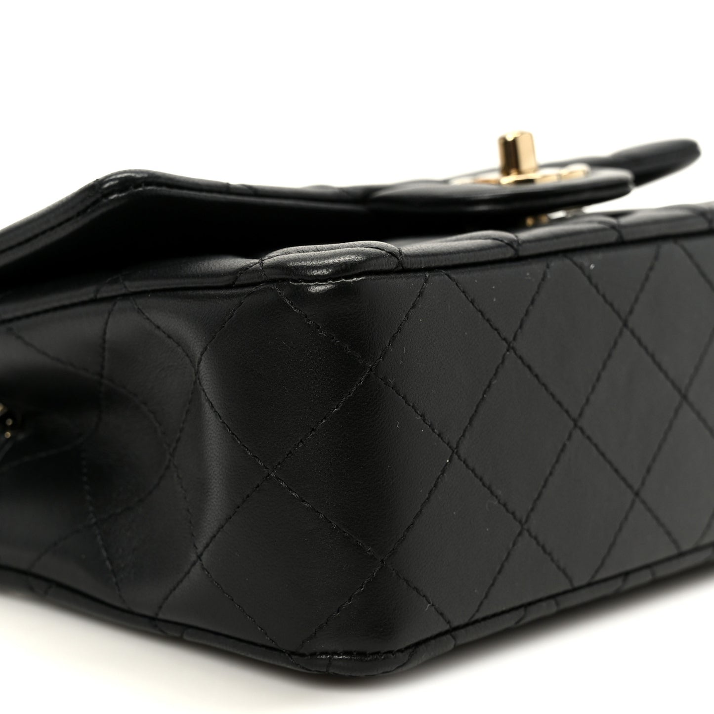 Lambskin Quilted Mini Rectangular Flap Black