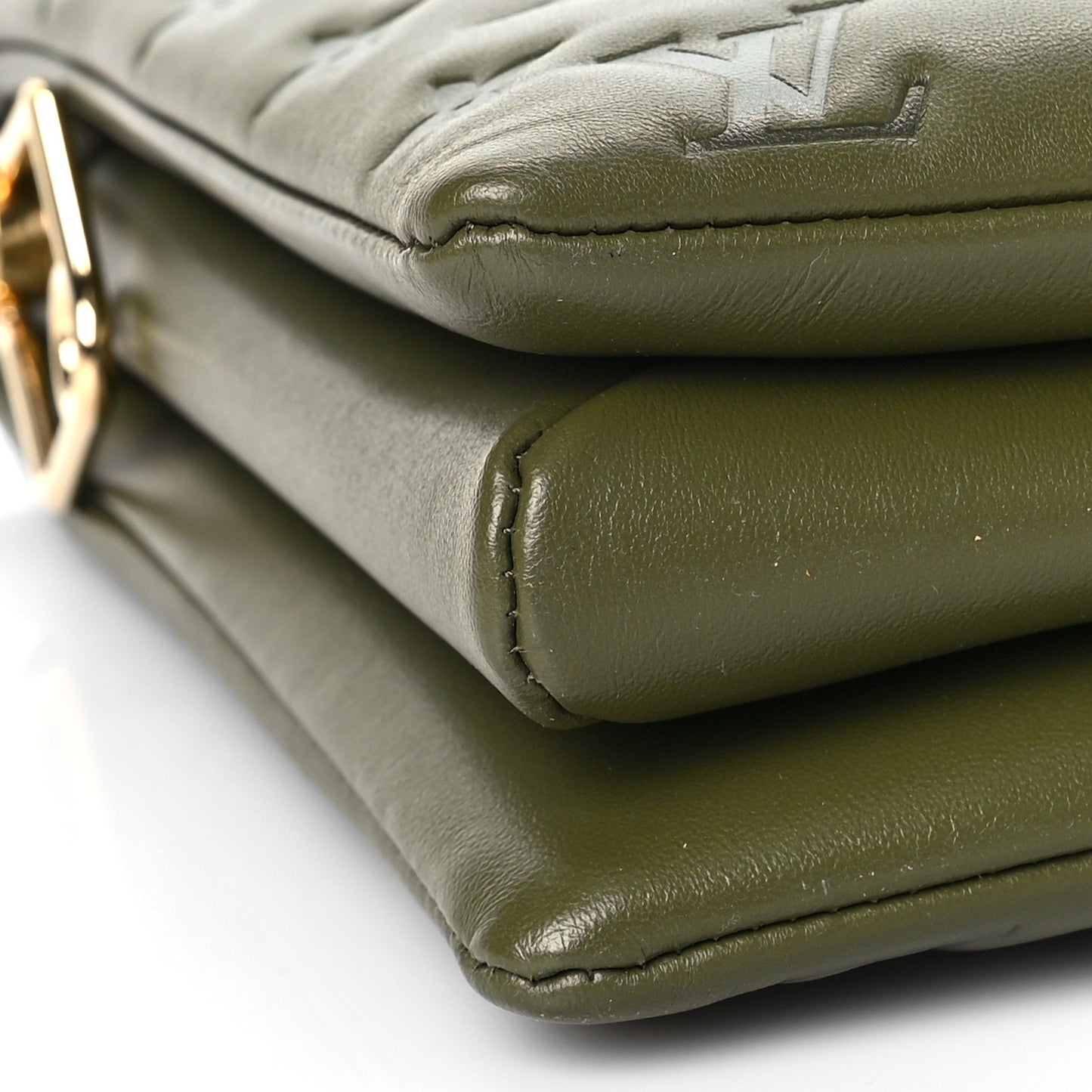 Lambskin Embossed Monogram Coussin MM Khaki