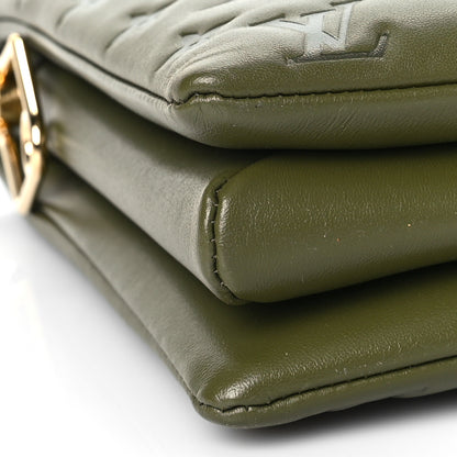Louis Vuitton Lambskin Embossed Monogram Coussin MM Khaki 8 of 9