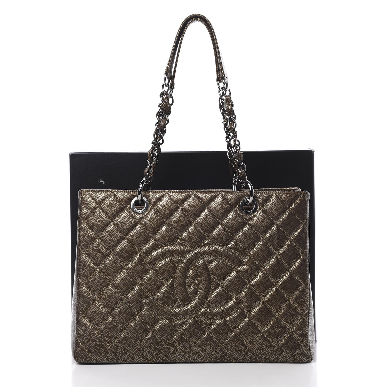 Chanel Metallic Caviar Quilted Grand Shopping Tote GST Bronze 11 of 11