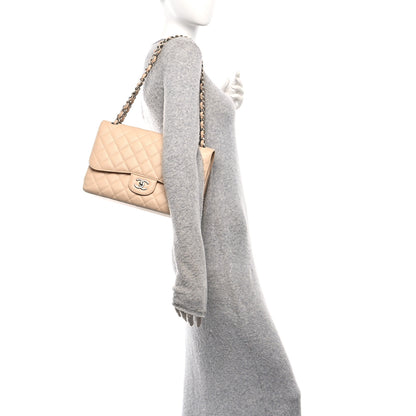 Chanel Caviar Quilted Jumbo Double Flap Beige 2 of 12