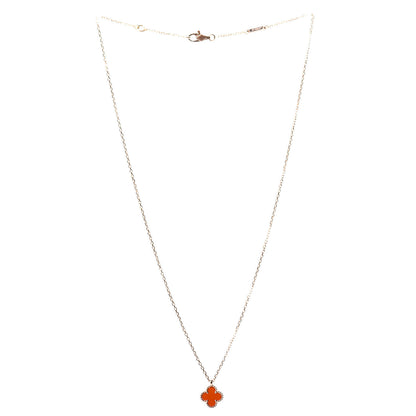 Van Cleef & Arpels 18K Rose Gold Carnelian Sweet Alhambra Pendant Necklace 2 of 5