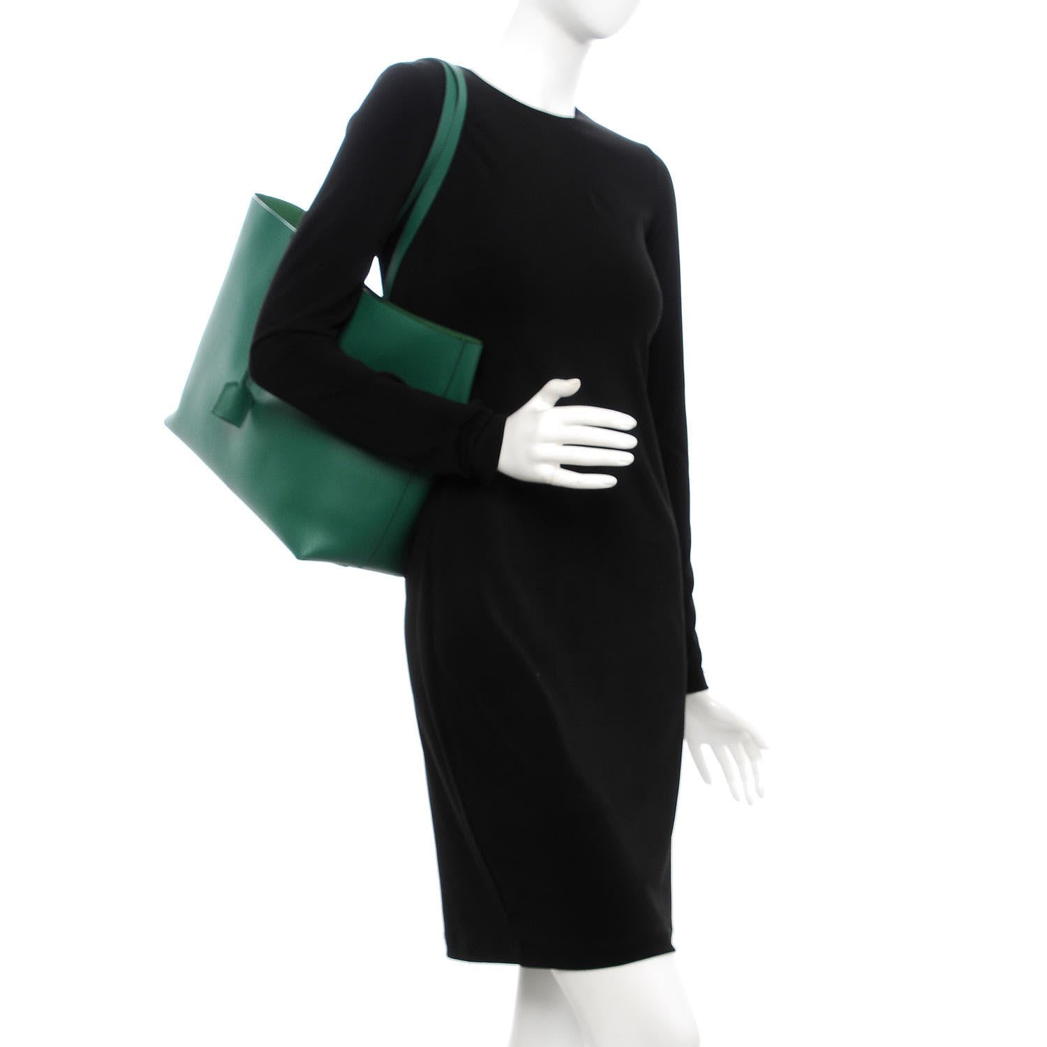Saint Laurent Calfskin Large Shopping Tote Emerald Green 2 of 10