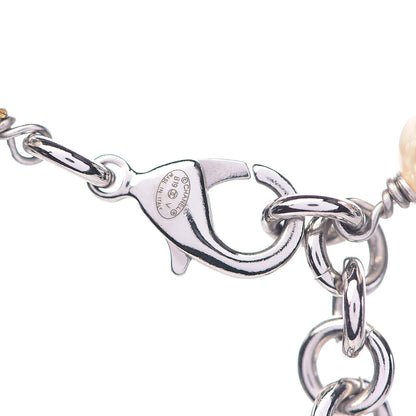 Chanel Graduated Pearl Crystal CC Long Necklace Silver 4 of 5