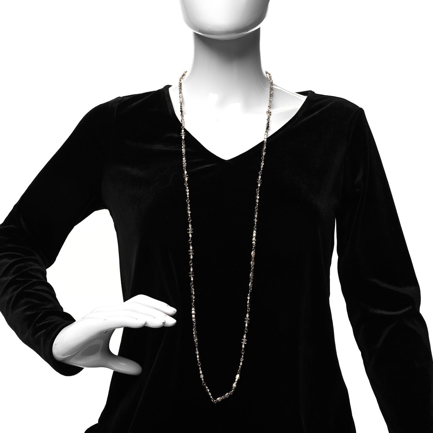 Crystal CC Long Necklace Gold