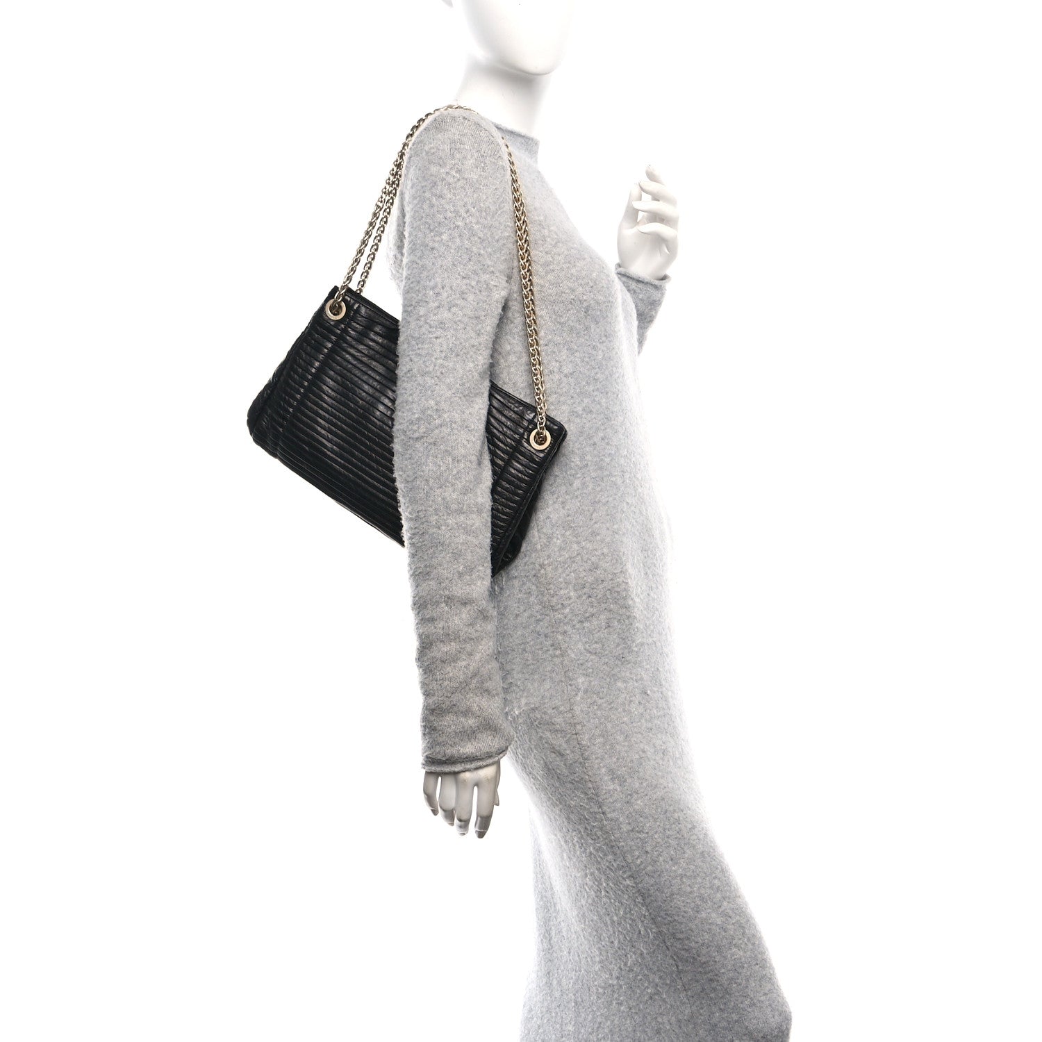 Chanel Lambskin Pleated Shoulder Bag Black 2 of 12