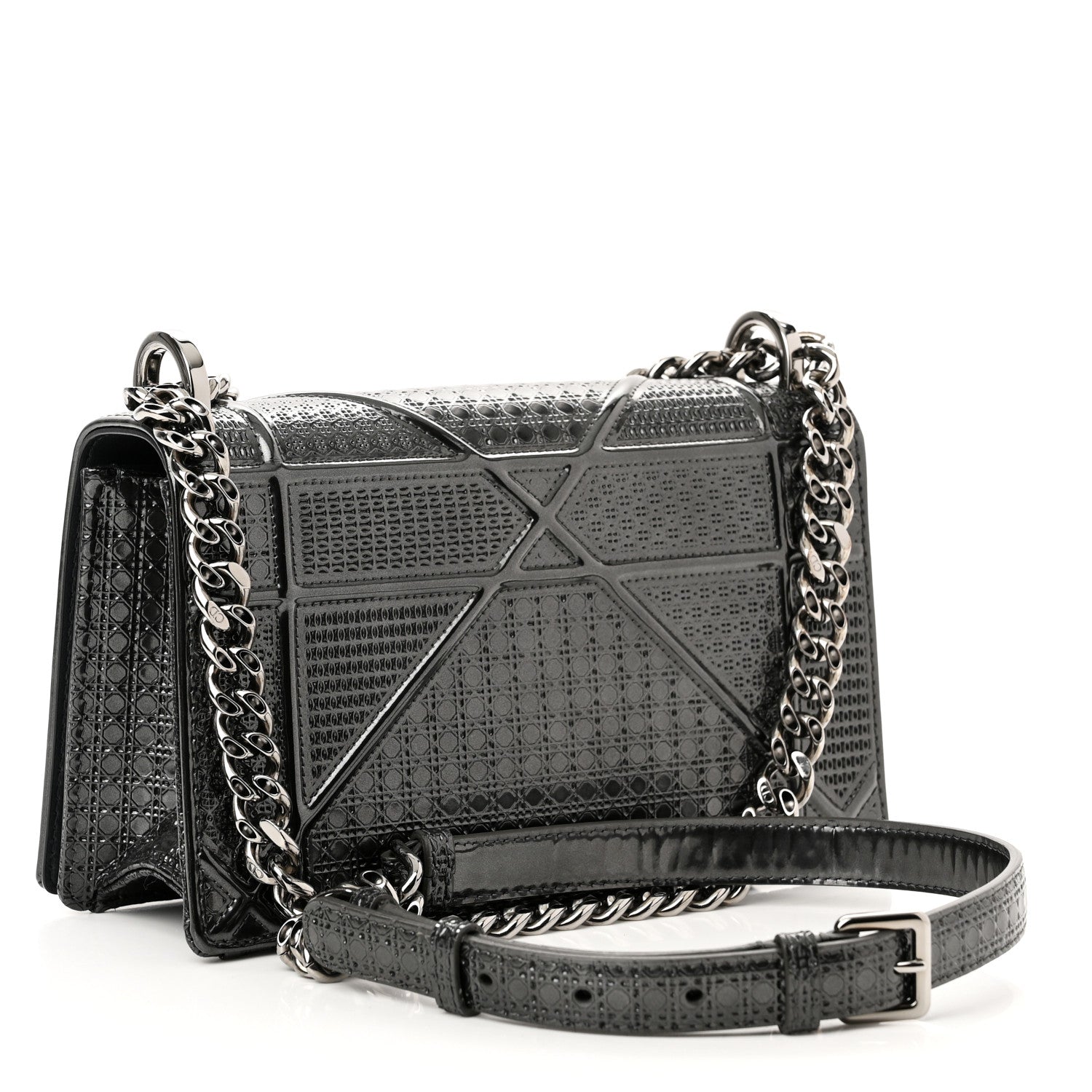 Christian Dior Metallic Patent Micro-Cannage Small Diorama Flap Bag Onyx Black 3 of 10