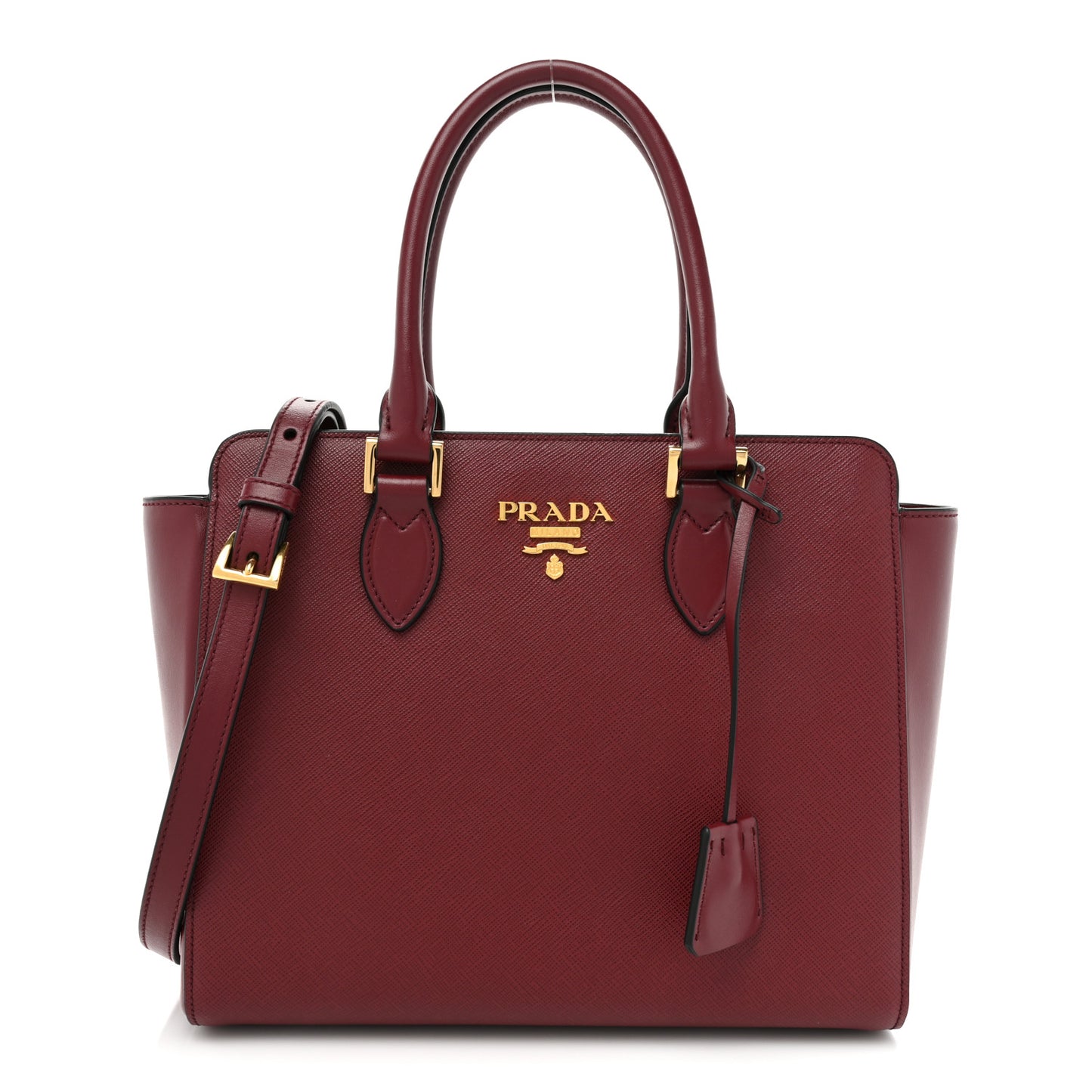 Saffiano Soft Calfskin Small Zippered Tote Cerise