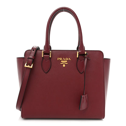 Prada Saffiano Soft Calfskin Small Zippered Tote Cerise 1 of 9