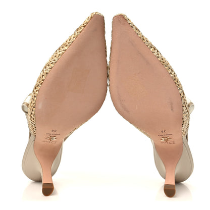 Christian Dior Raffia Embroidered J'Adior Slingback 65mm Pumps 38 Taupe 6 of 7