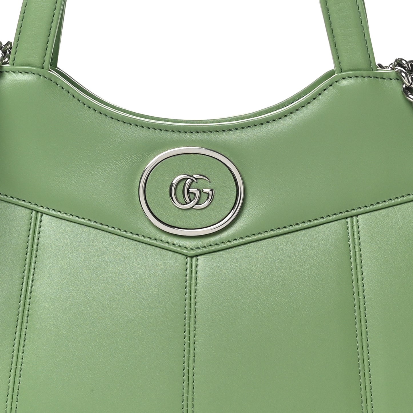 Senna Calfskin Petite GG Small Tote Bag Green Soil Grass