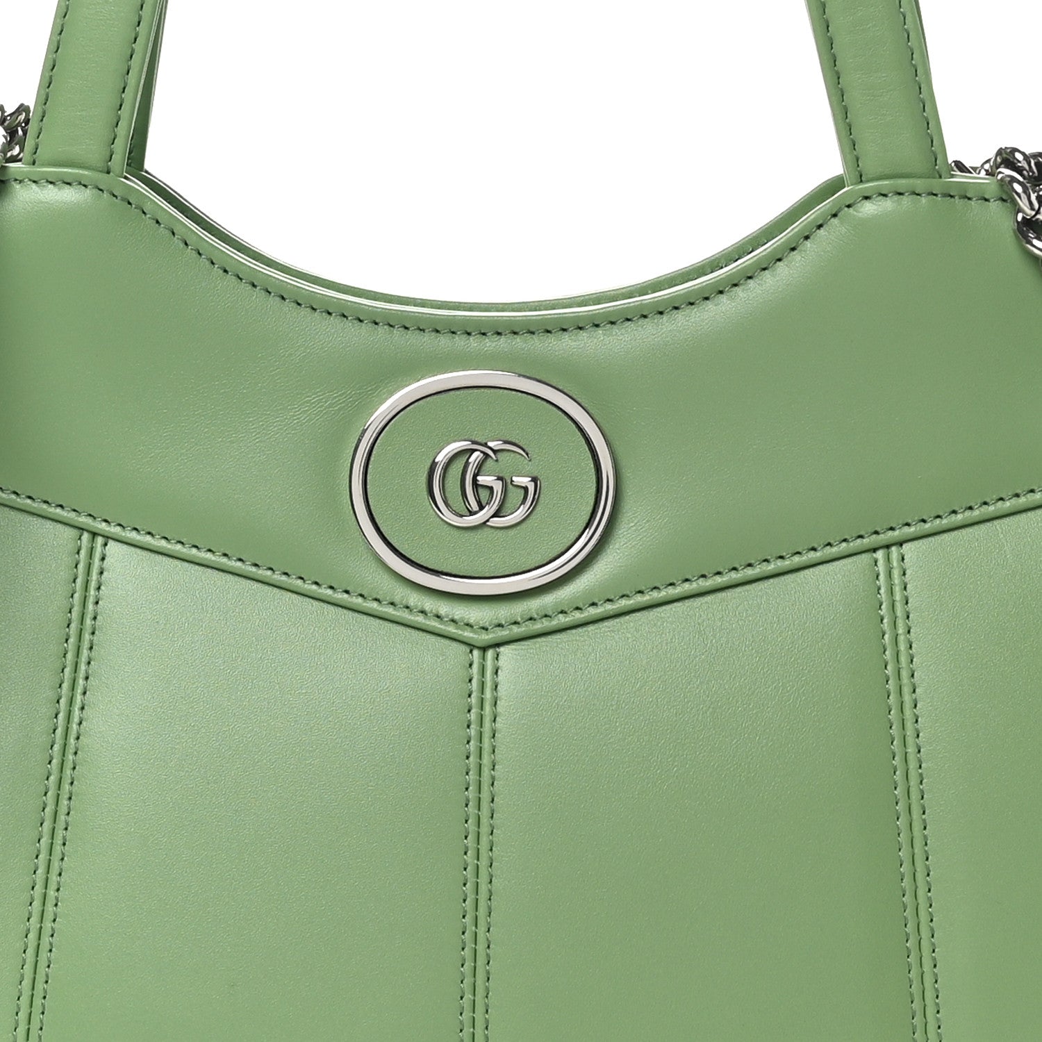 Gucci Senna Calfskin Petite GG Small Tote Bag Green Soil Grass 8 of 10