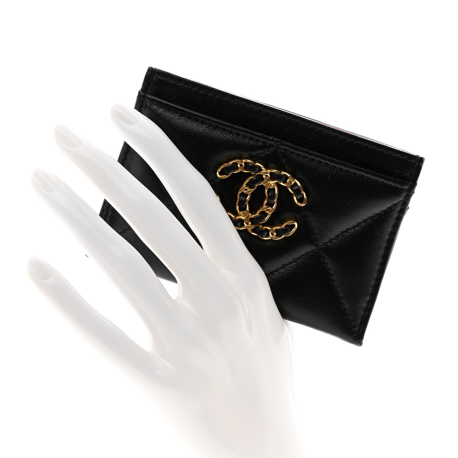 Chanel Lambskin Quilted Chanel 19 Card Holder Black 2 of 9