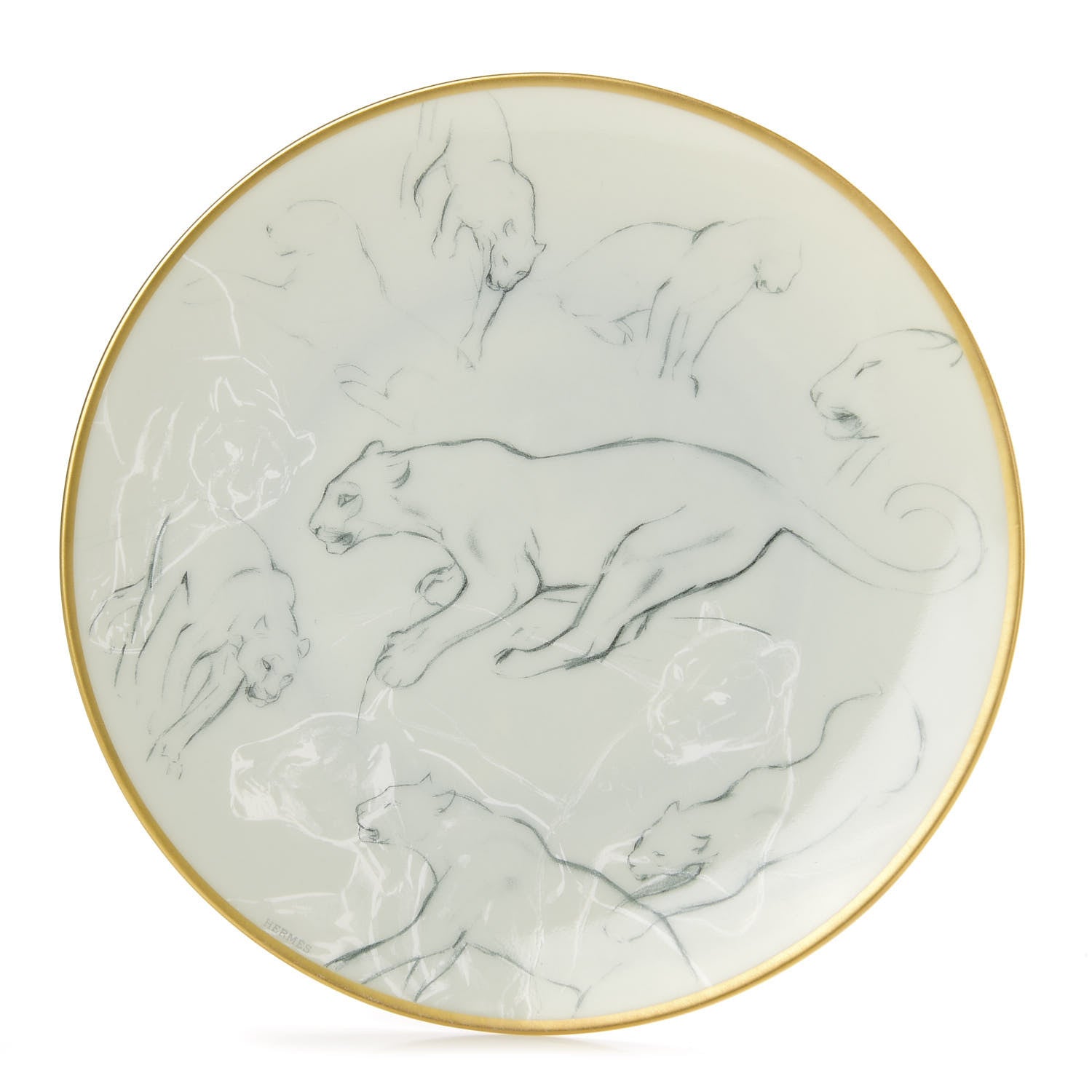 Hermes Porcelain Carnets D'Equateur Felines Bread And Butter Plate 1 of 4