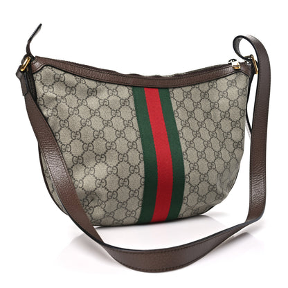 Gucci GG Supreme Monogram Web Small Ophidia Half Moon Hobo Brown Brown 3 of 10