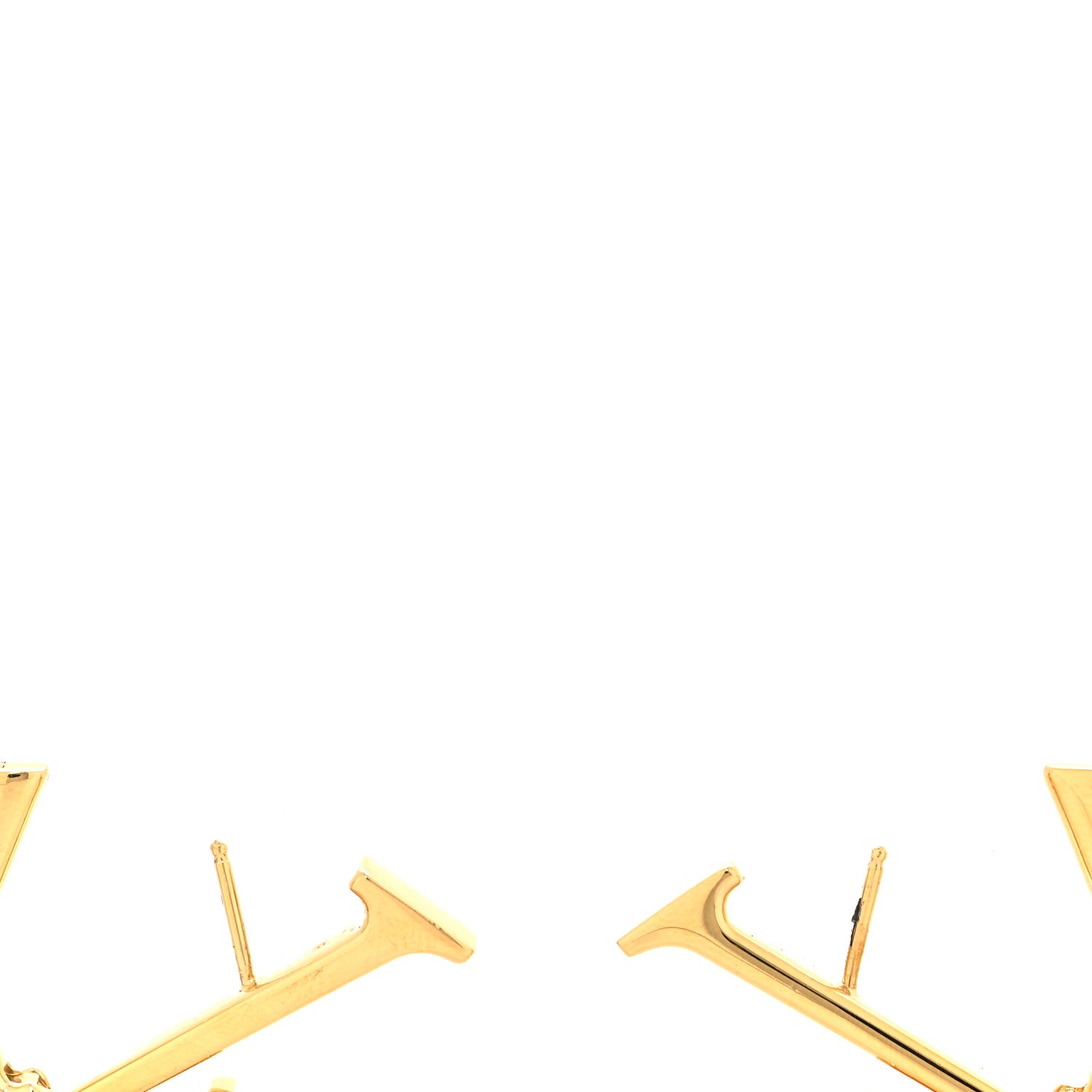 Louis Vuitton Metal Macro LV Earrings Gold 3 of 5