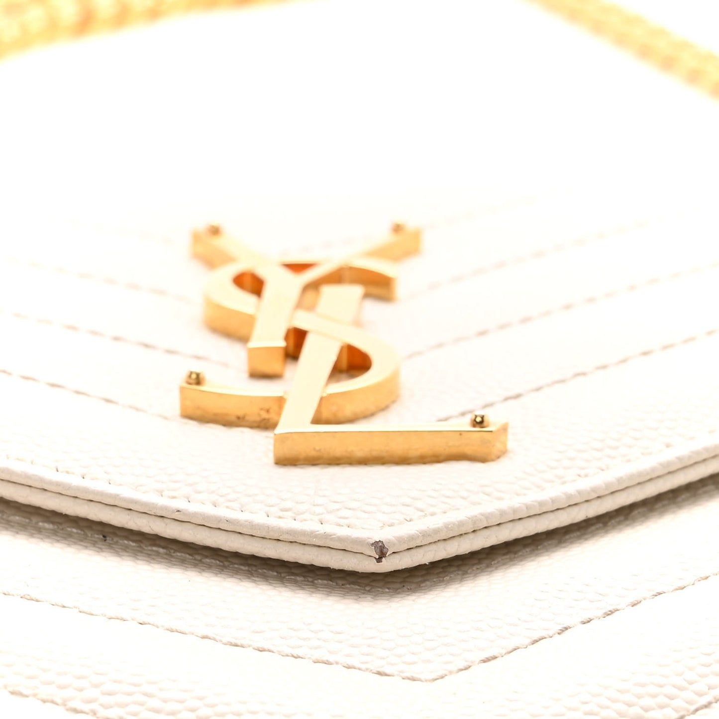Grain De Poudre Matelasse Chevron Monogram Chain Wallet Crema Soft