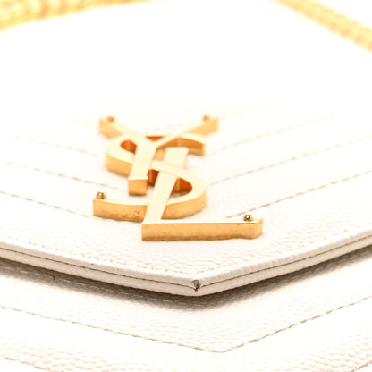 Saint Laurent Grain De Poudre Matelasse Chevron Monogram Chain Wallet Crema Soft 11 of 12