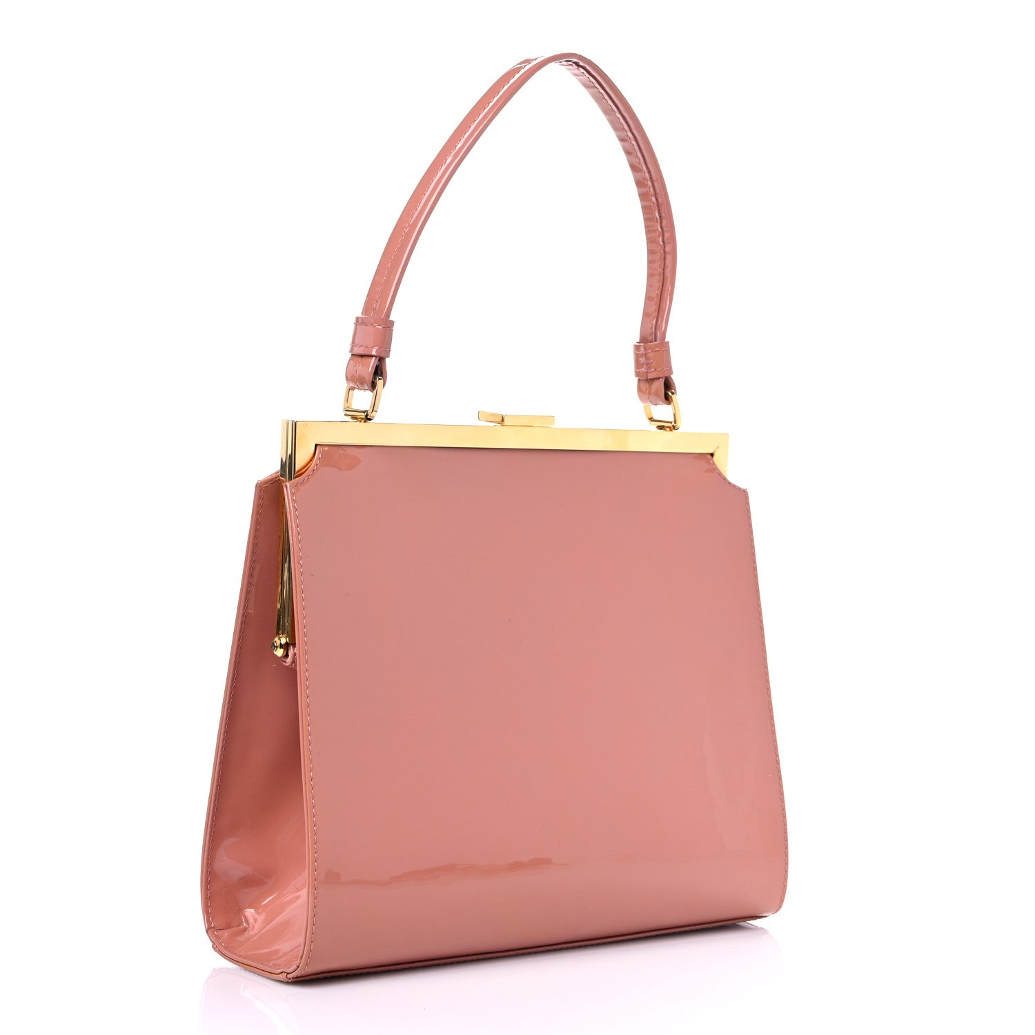 Mansur Gavriel Patent Calfskin Elegant Top Handle Bag Blush 3 of 8