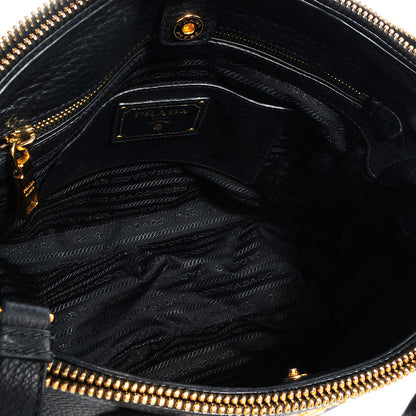Prada Vitello Daino Double Zip Tote Black 5 of 9