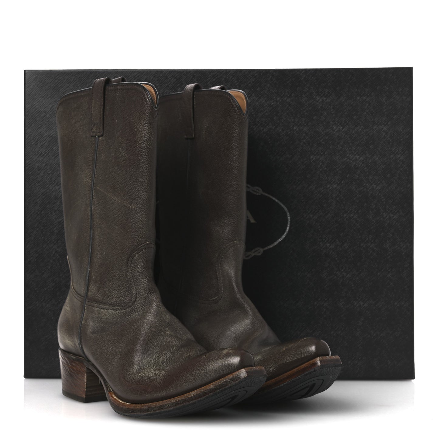 Distressed Calfskin Mens Cowboy Boots 10 Bruciato