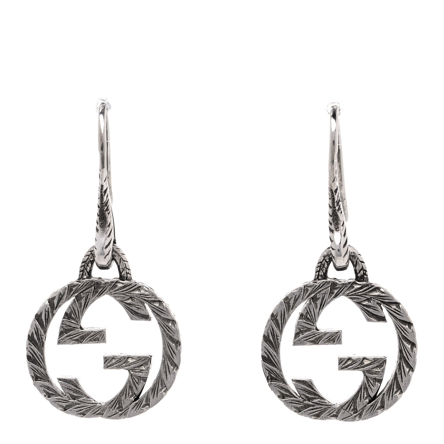 Gucci Sterling Silver Interlocking GG Drop Earrings 1 of 5