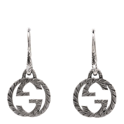 Gucci Sterling Silver Interlocking GG Drop Earrings 1 of 5