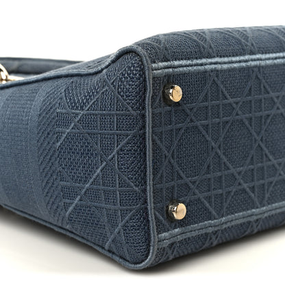 Christian Dior Canvas Embroidered Cannage Medium Lady D-Lite Denim Blue 9 of 10