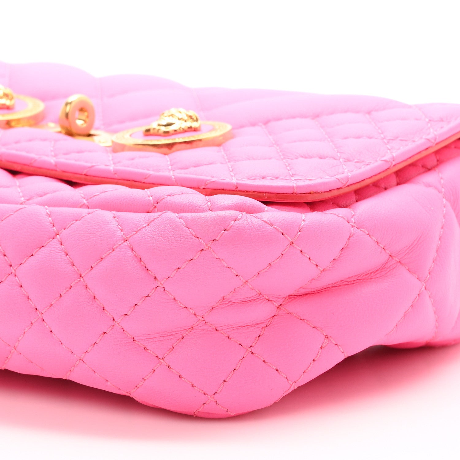 Versace Nappa Quilted Icon Shoulder Bag Pink 10 of 10