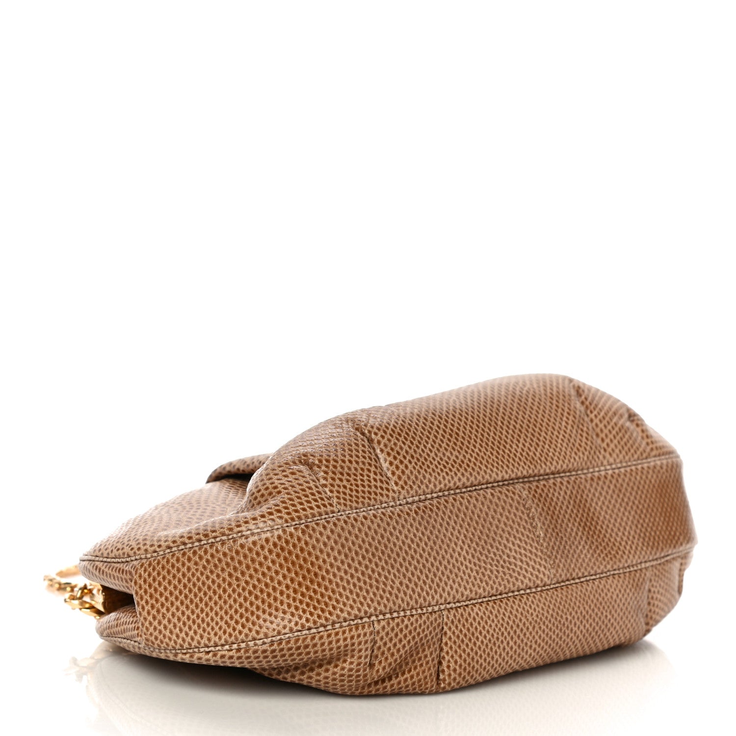 Judith Leiber Lizard Embossed Pleated Evening Bag Brown Gold 4 of 9